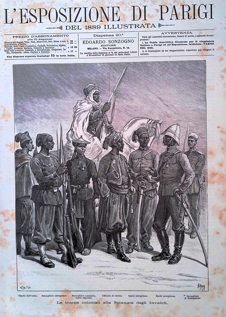 Copertina Esposizione di Parigi nr. 20 del 1889 Truppe Coloniali …