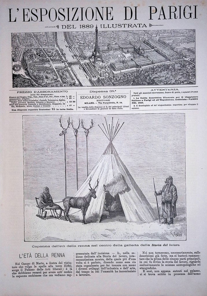 Copertina Esposizione di Parigi nr. 38 del 1889 Capanna Età …