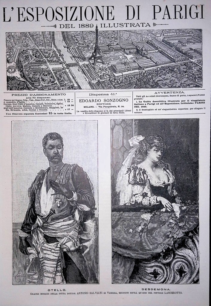 Copertina Esposizione di Parigi nr. 41 del 1889 Otello Desdemona …