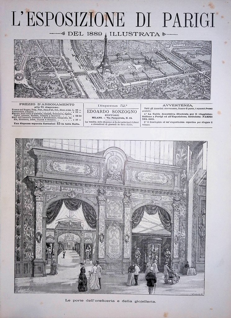 Copertina Esposizione di Parigi nr. 52 del 1889 Le porte …