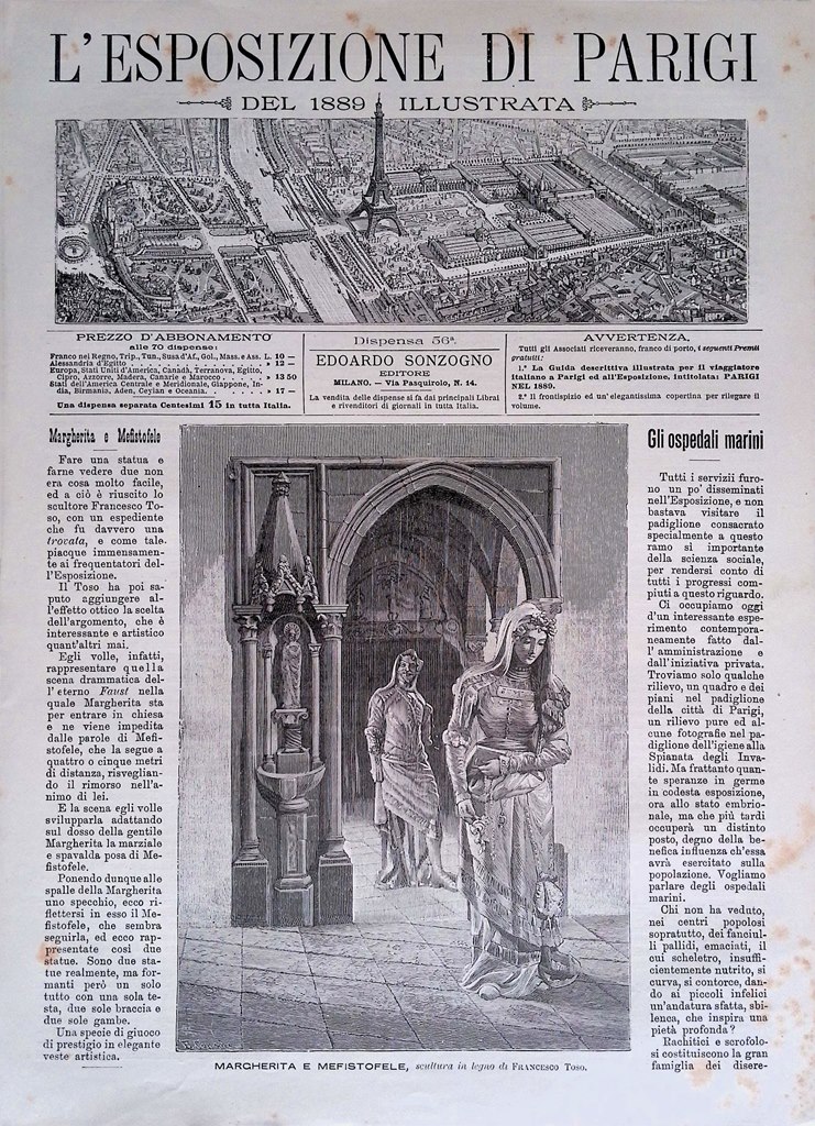 Copertina Esposizione di Parigi nr. 56 del 1889 Margherita e …