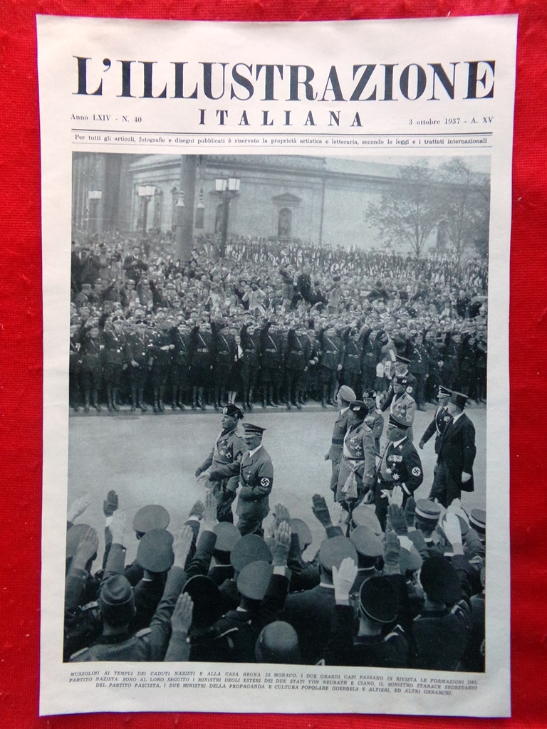 Copertina Illustrazione Italiana nr. 40 del 1937 Mussolini Hitler Visita …