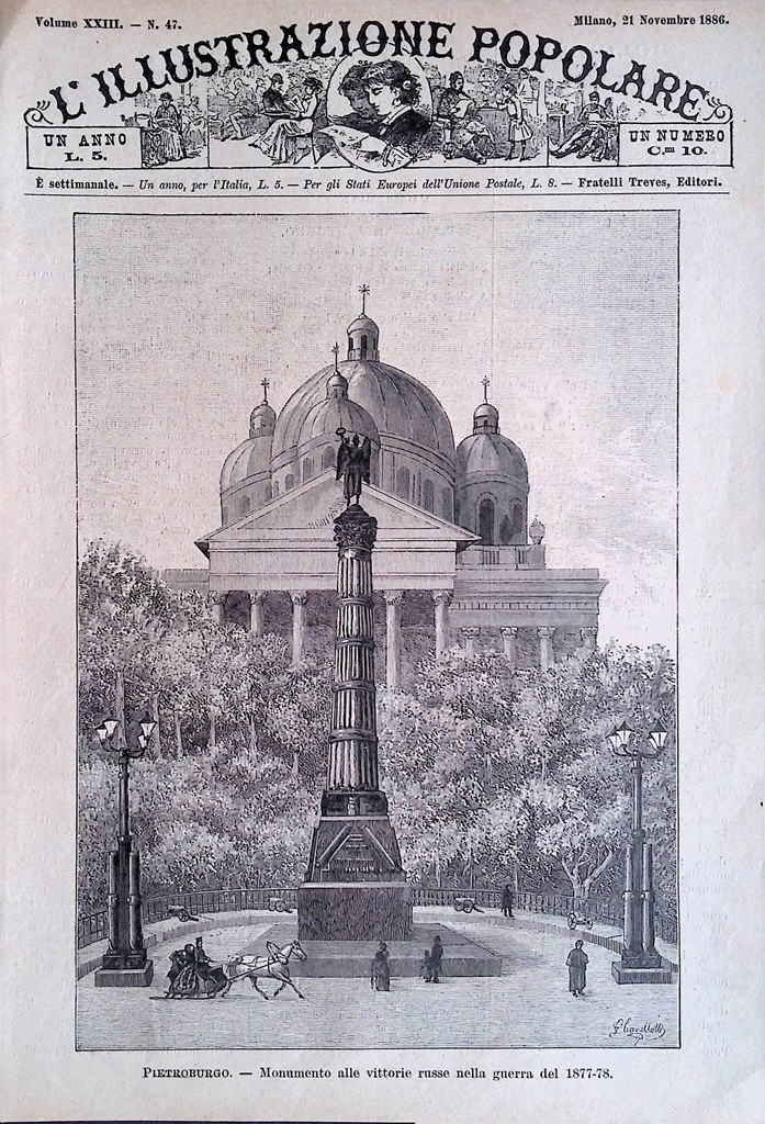 Copertina Illustrazione Popolare nr. 47 del 1886 PietroBurgo Monumento Vittorie