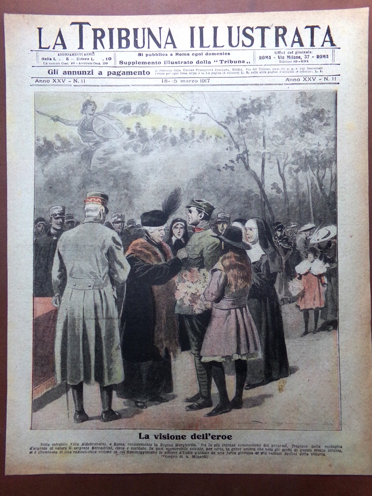 Copertina Tribuna Illustrata nr. 11 del 1917 WW1 Beccastrini Medaglia …