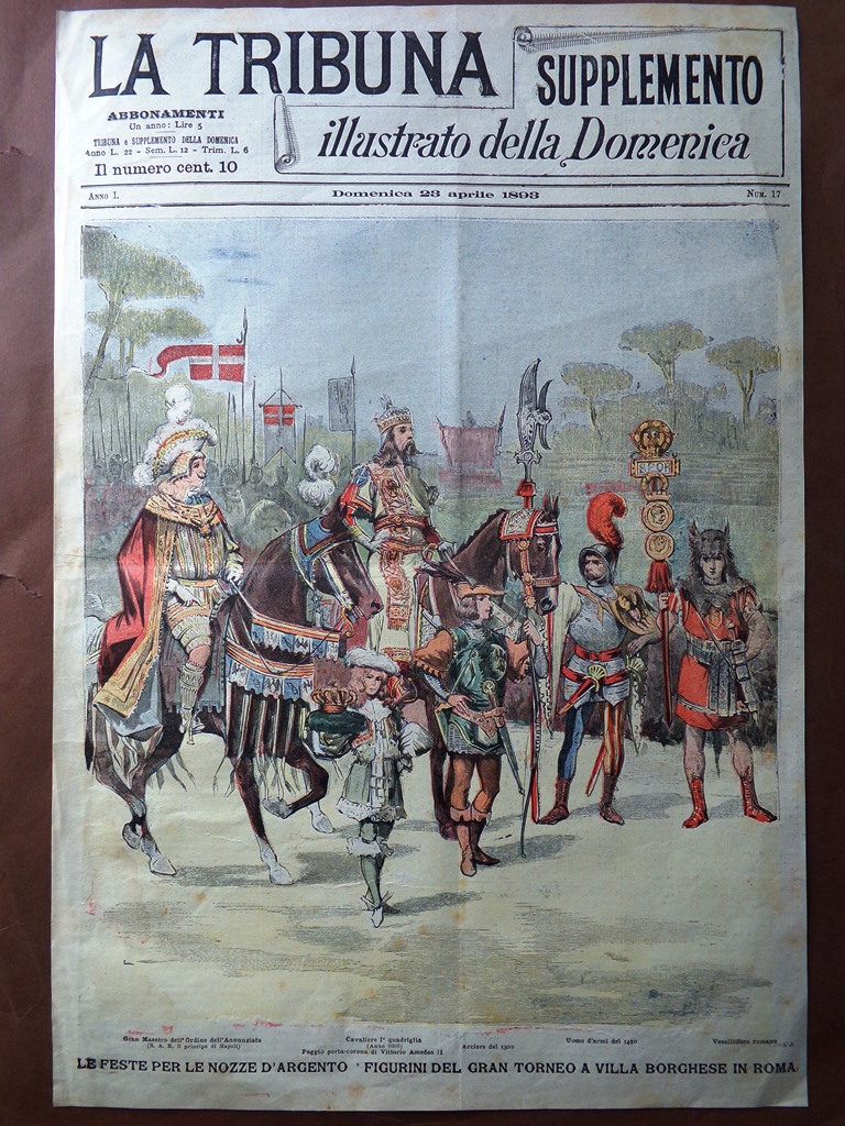Copertina Tribuna Illustrata nr. 17 del 1893 Feste Nozze Argento …