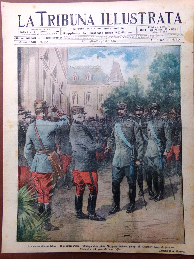 Copertina Tribuna Illustrata nr. 30 del 1915 WW1 Generale Porro …