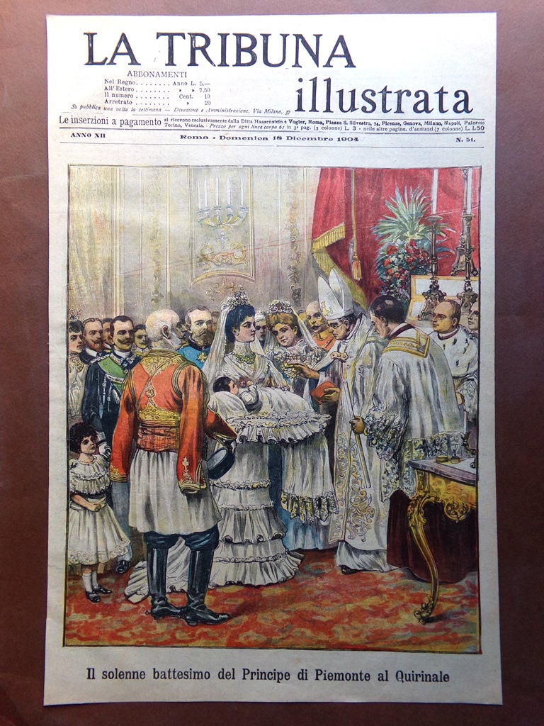 Copertina Tribuna Illustrata nr. 51 del 1904 Battesimo del Principe …