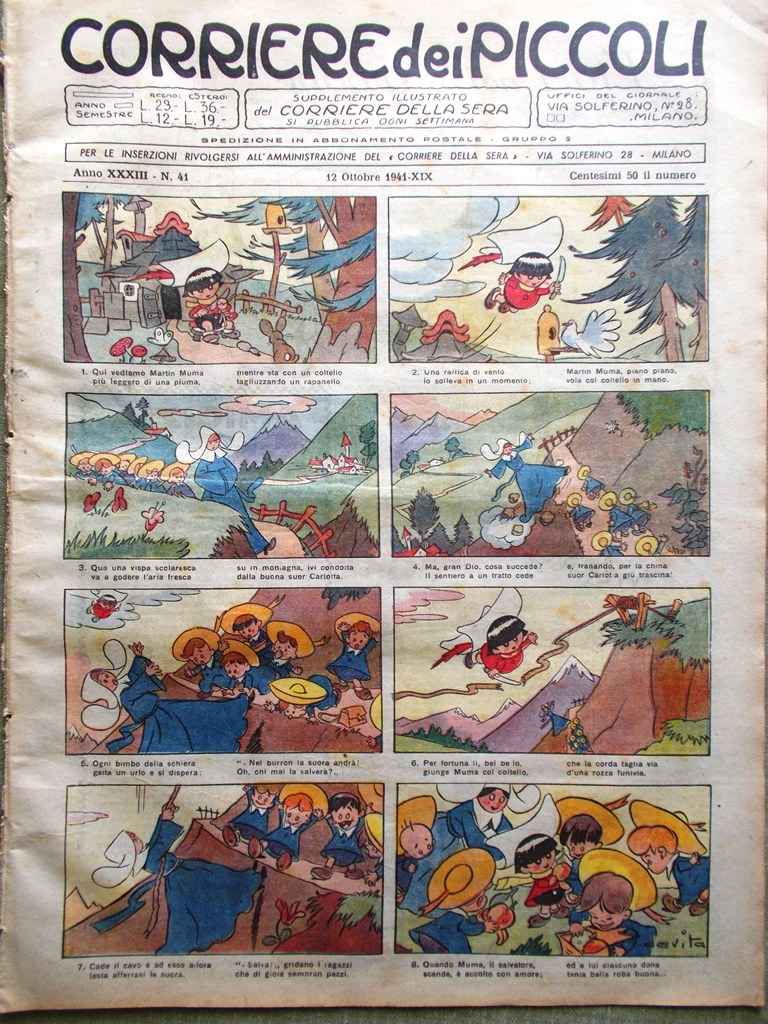 Corriere dei Piccoli 12 Ottobre 1941 Zanzare Fantasmi Sparadan Fiori …