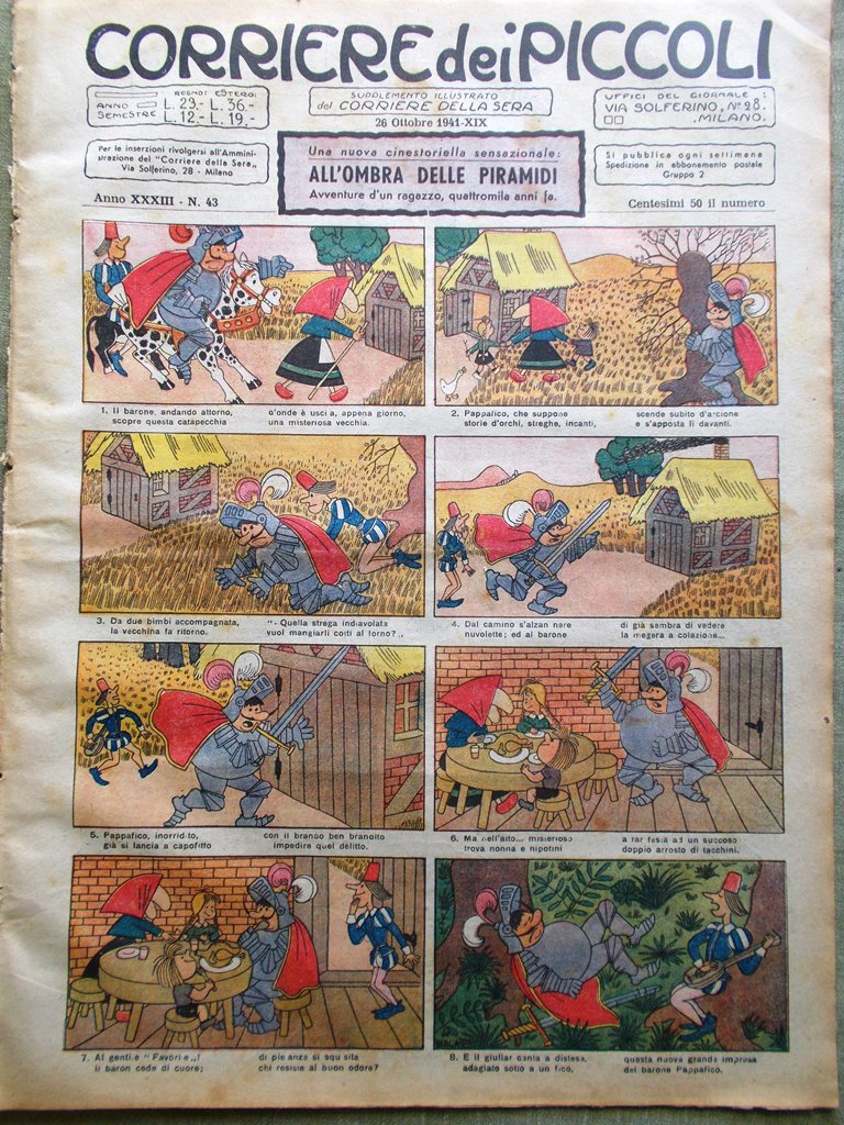 Corriere dei Piccoli 26 Ottobre 1941 Ombra Piramidi Mammina Bracino …