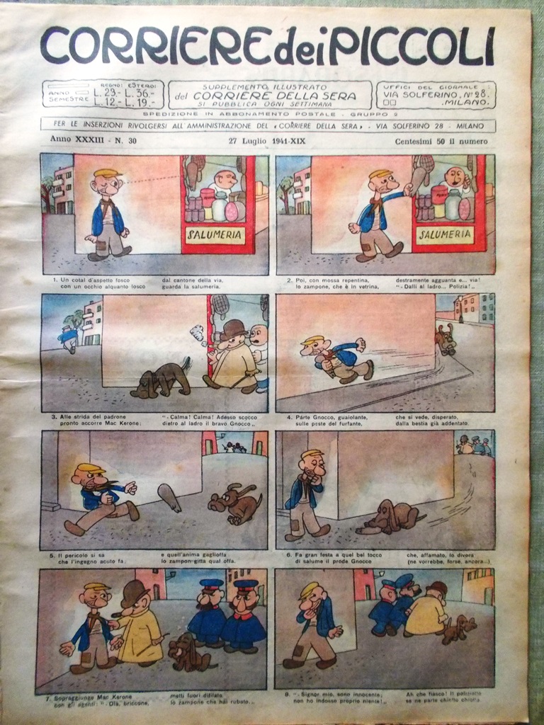 Corriere dei Piccoli 27 Luglio 1941 Burattini Aquila Romana Calciatori …