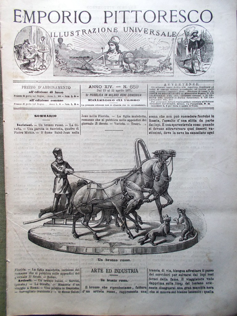 Emporio Pittoresco del 15 Aprile 1877 Erminia Fusinato Florida Dumas …