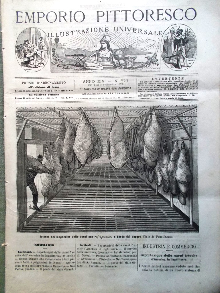 Emporio Pittoresco del 2 Settembre 1877 Refrigeratore Case Operai Romania …