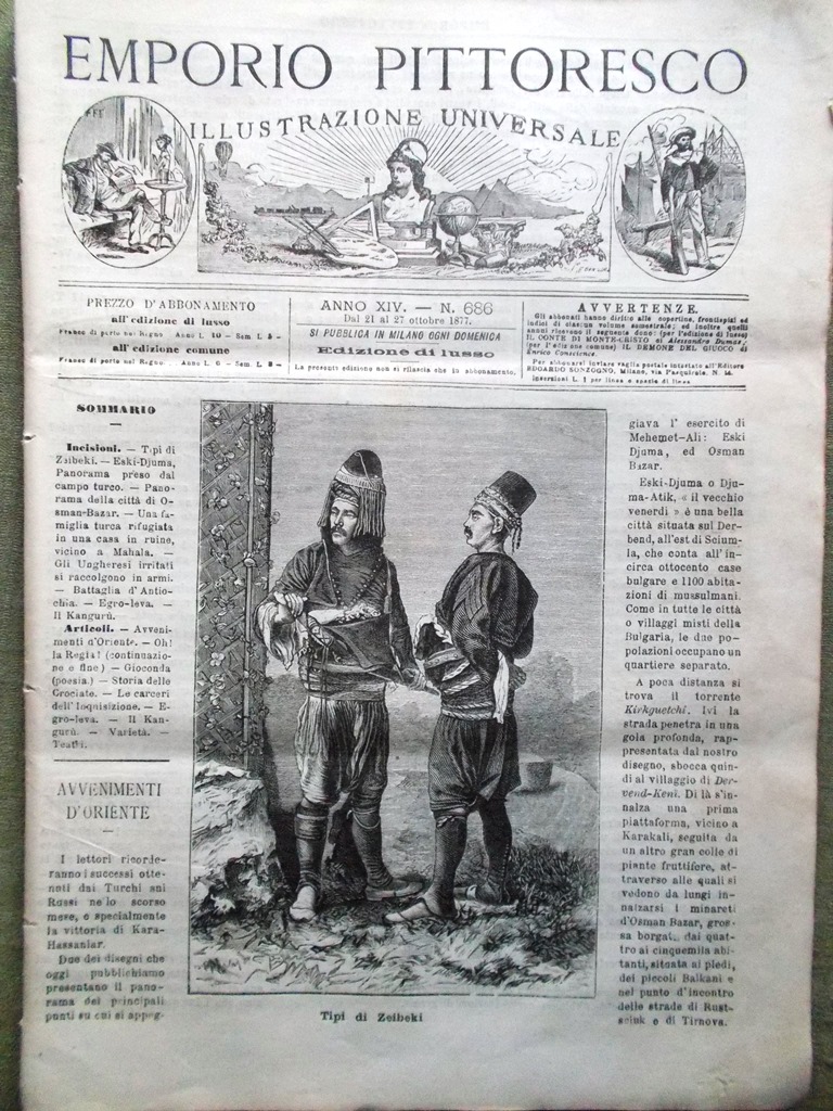 Emporio Pittoresco del 21 Ottobre 1877 Sollevatore Malati Crociate Inquisizione