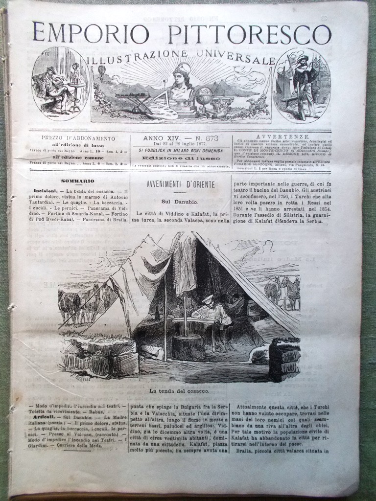 Emporio Pittoresco del 22 Luglio 1877 Cosacco Viddino Braila Incendi …