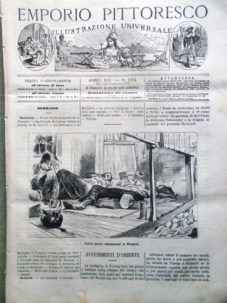Emporio Pittoresco del 7 Ottobre 1877 Sedie Teatro Danubio Feriti …