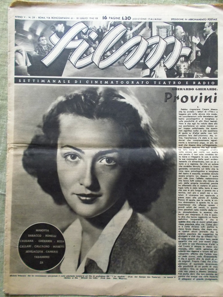 Film del 18 Luglio 1942 De Filippo Carini Valentina Cortese …