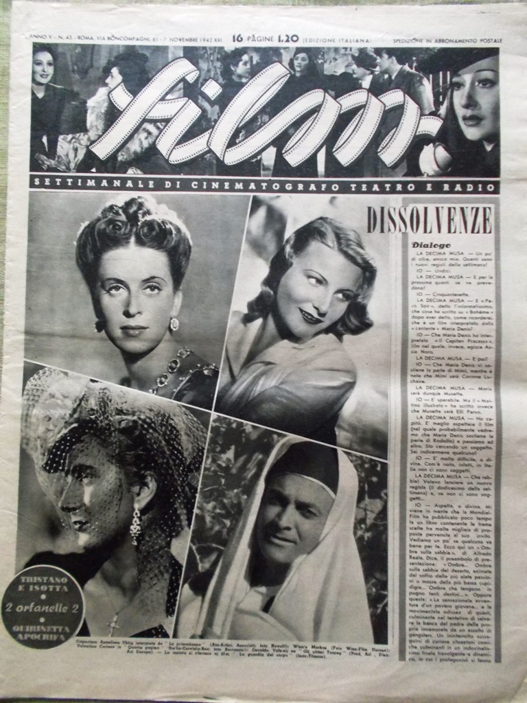 Film del 7 Novembre 1942 De Sica Uhlig Calamai Miranda …