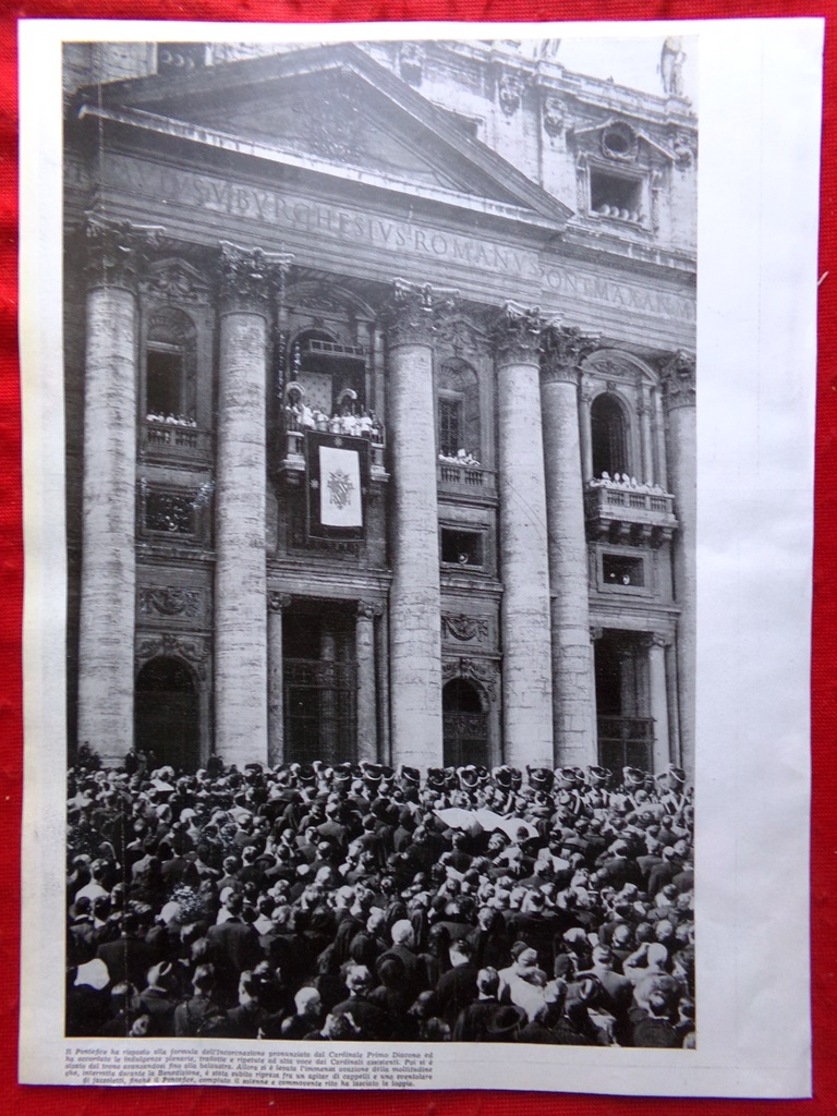 Fotografia del 1939 Pontefice Pio XII Loggia Indulgenze Plenarie