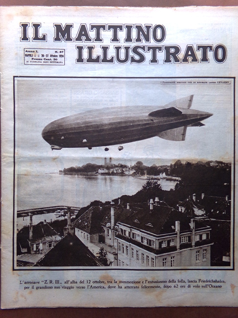 Il Mattino Illustrato 20 Ottobre 1924 Zeppelin Giappone Genova Dogi …