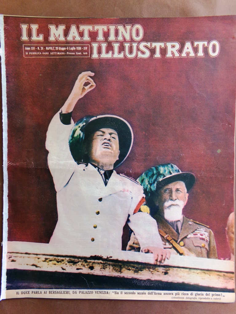 Il Mattino Illustrato 29 Giugno 1936 Duce Bersaglieri Eclissi Vanvitelli …