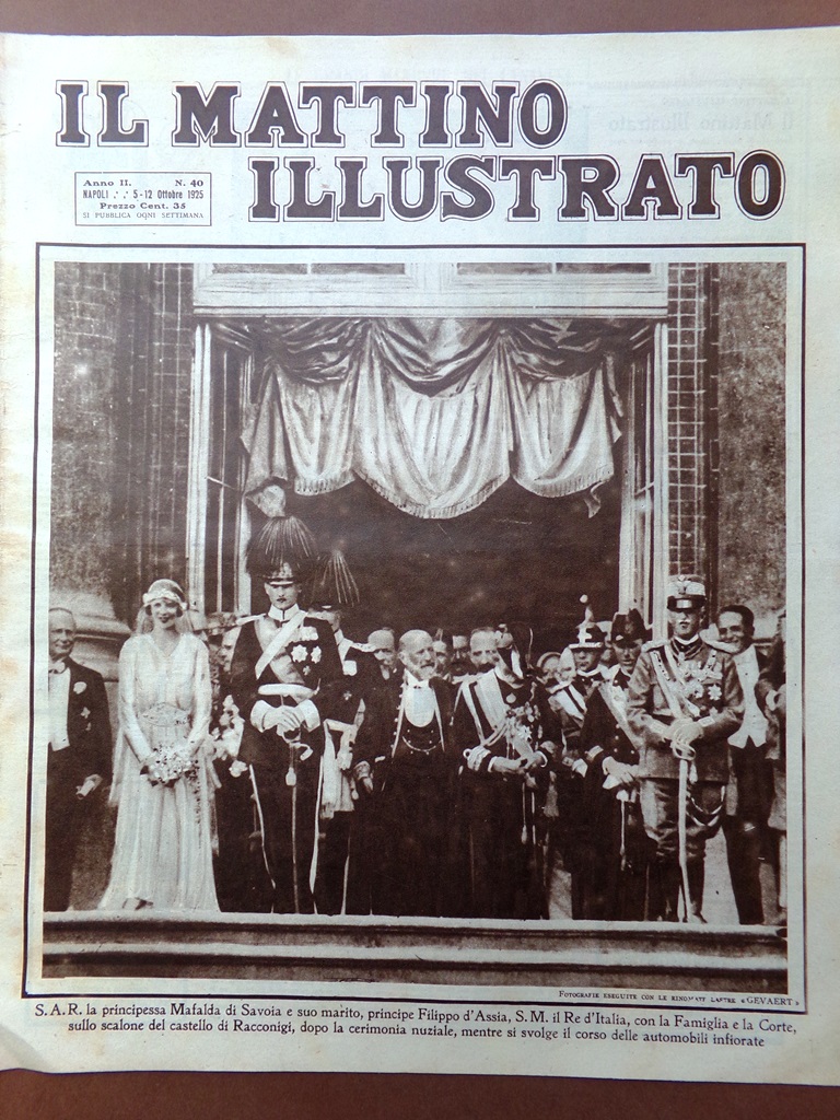 Il Mattino Illustrato 5 Ottobre 1925 Nozze di Mafalda Amsterdam …