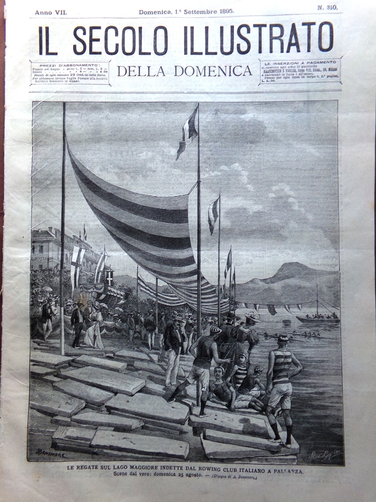 Il Secolo Illustrato 1 Settembre 1895 Regate Lago Maggiore Paganini …