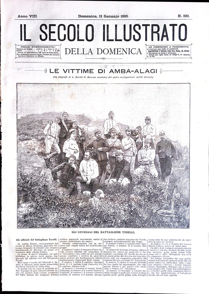 Il Secolo Illustrato 12 Gennaio 1896 Amba Alagi Toselli Scala …
