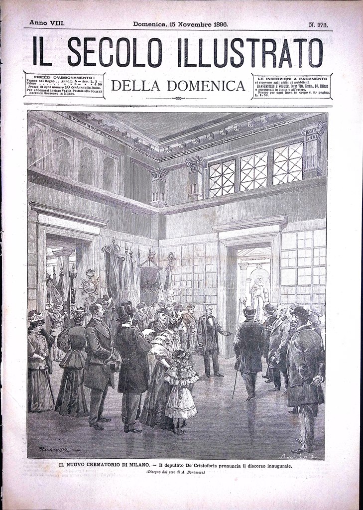 Il Secolo Illustrato 15 novembre 1896 Crematorio Milano Bosforo Isola …