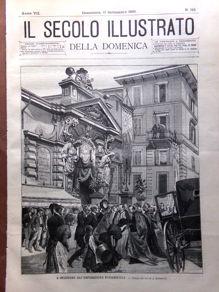 Il Secolo Illustrato 15 Settembre 1895 Esposizione Eucaristica Feste Roma …