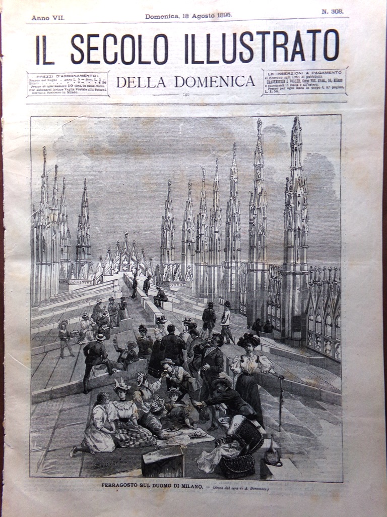 Il Secolo Illustrato 18 Agosto 1895 Estate Duomo Milano Manovre …