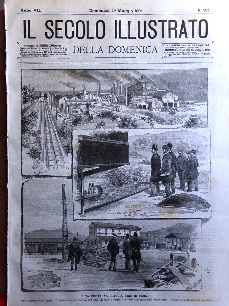 Il Secolo Illustrato 19 Maggio 1895 Acciaierie Terni Inglesi India …