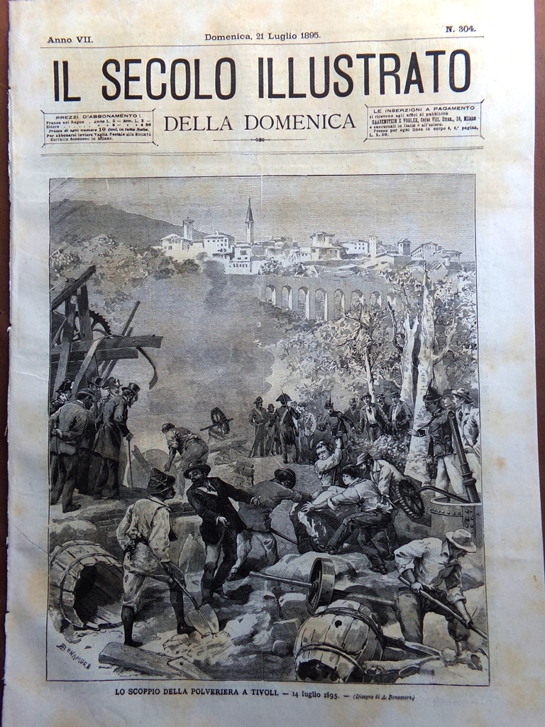 Il Secolo Illustrato 21 Luglio 1895 Polveriera Tivoli Colonna di …
