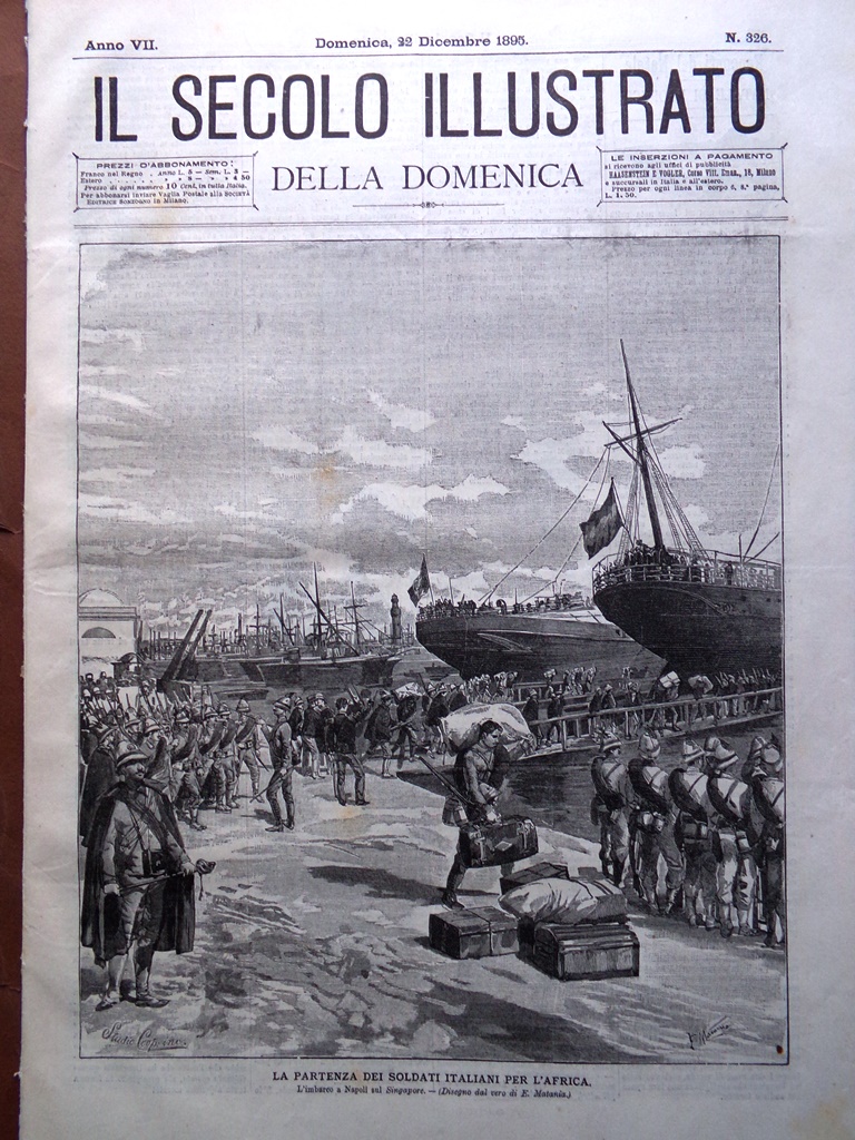 Il Secolo Illustrato 22 Dicembre 1895 Presepe Telegrafo Adigrat Soldati …