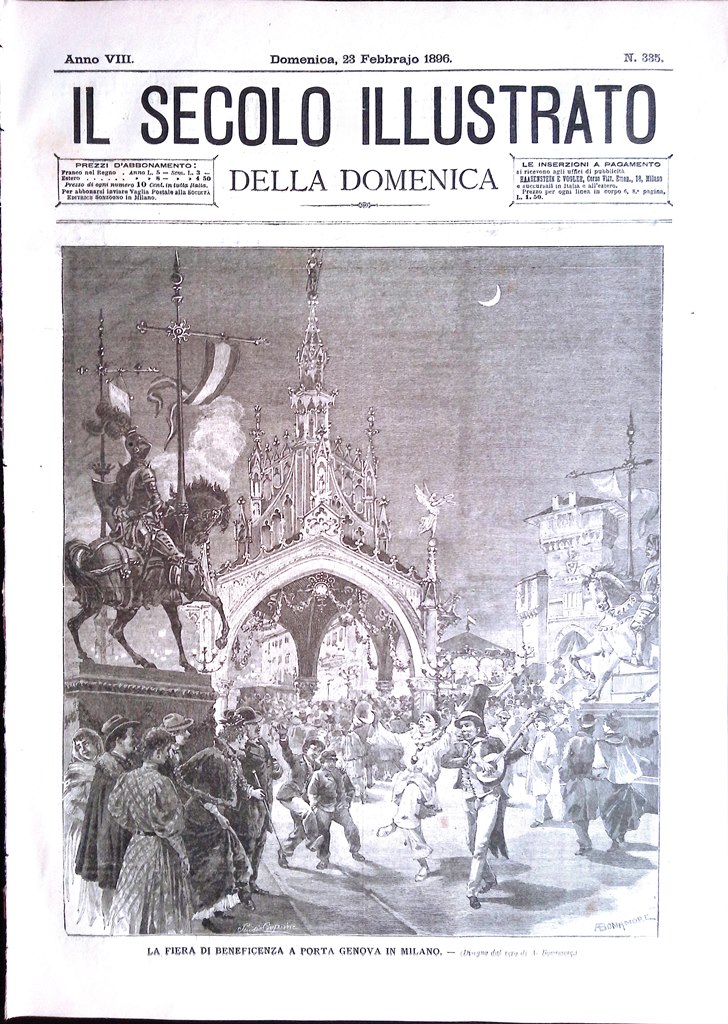 Il Secolo Illustrato 23 Febbraio 1896 Costantinopoli Turchia Ausen Porta …