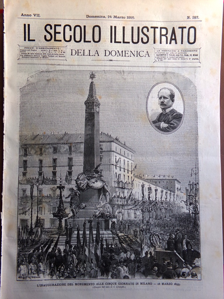 Il Secolo Illustrato 24 Marzo 1895 Monumento Cinque Giornate Milano …