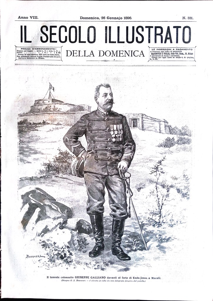 Il Secolo Illustrato 26 Gennaio 1896 Funerali Toselli Galliano Agordat …