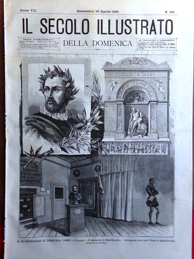 Il Secolo Illustrato 28 Aprile 1895 Centenario Torquato Tasso Gerusalemme …