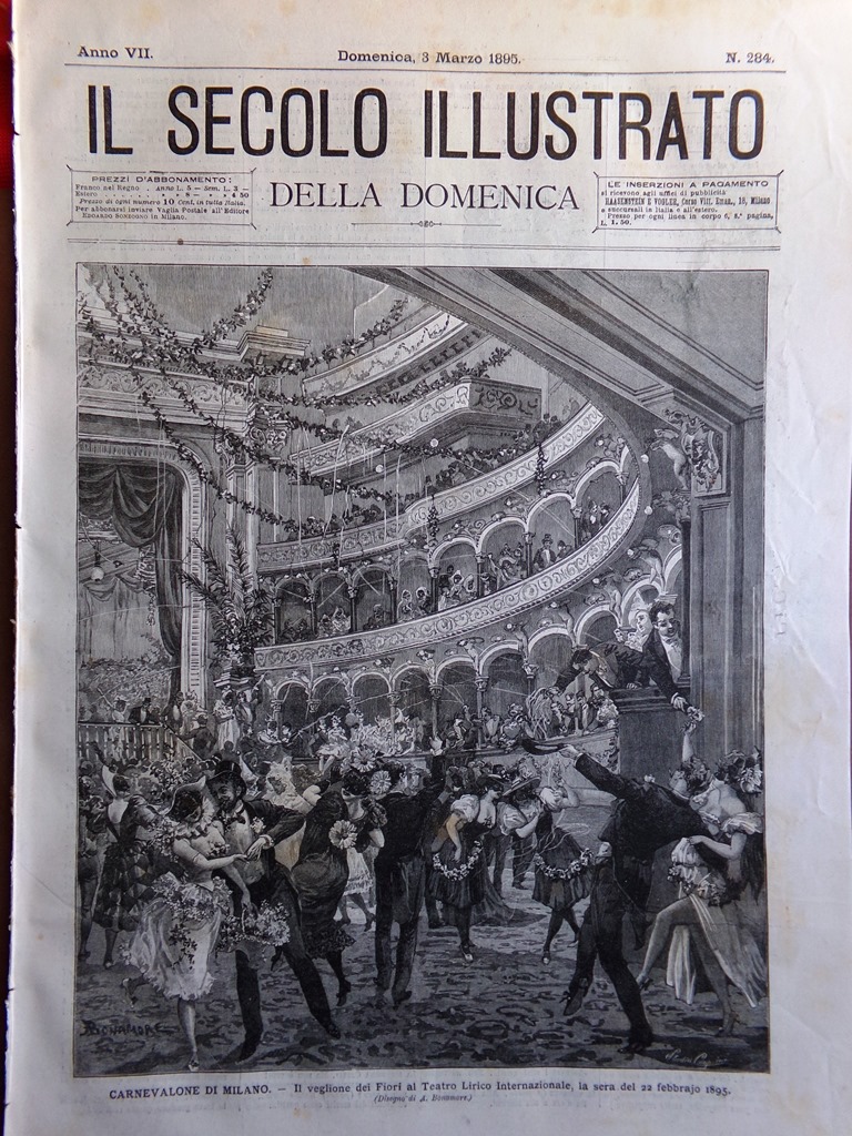 Il Secolo Illustrato 3 Marzo 1895 Carnevalone di Milano Riccardo …