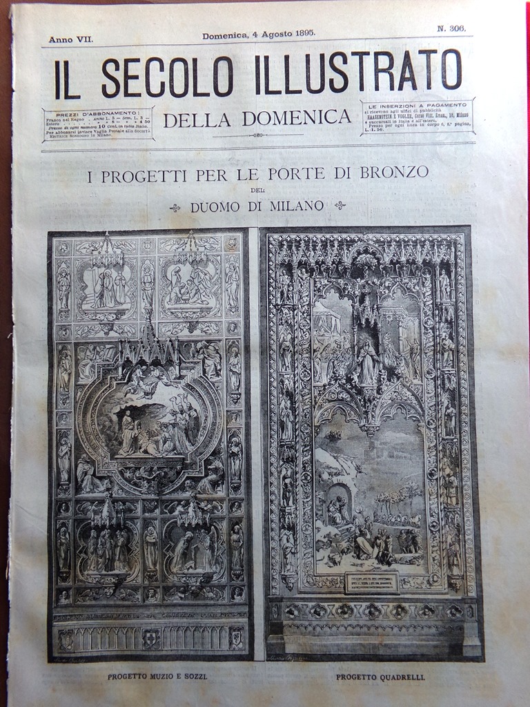 Il Secolo Illustrato 4 Agosto 1895 Porte Duomo Milano Pegli …