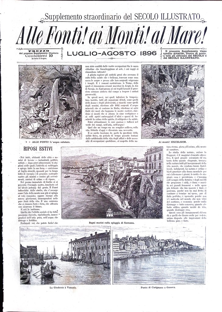 Il Secolo Illustrato Luglio-Agosto 1896 Supplemento Straordinario Stabilimenti