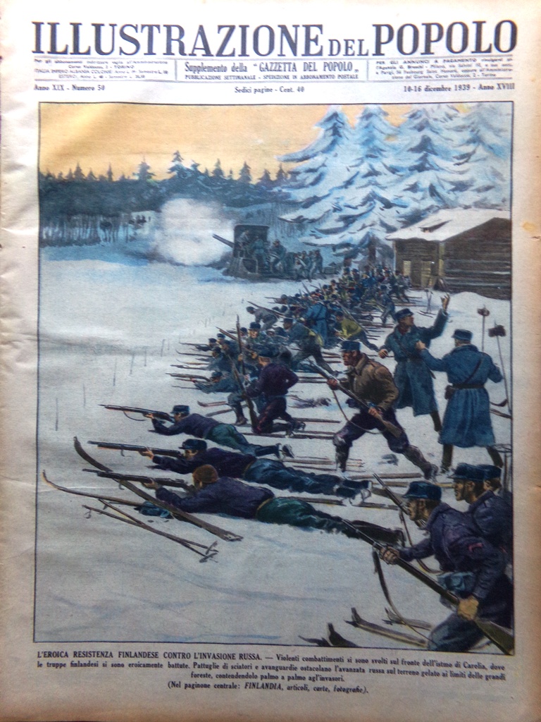 Illustrazione del Popolo 10 Dicembre 1939 WW2 Finlandia Russia Camerun …