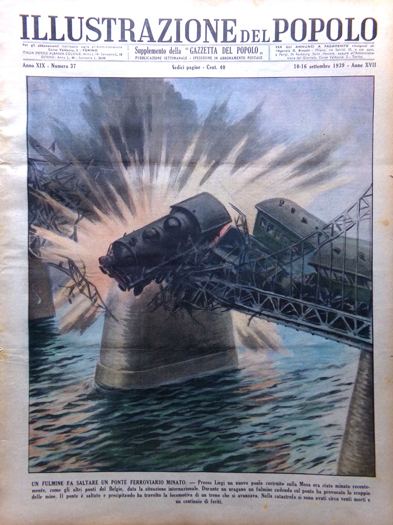 Illustrazione del Popolo 10 Settembre 1939 WW2 Conflitto Germania Polonia …