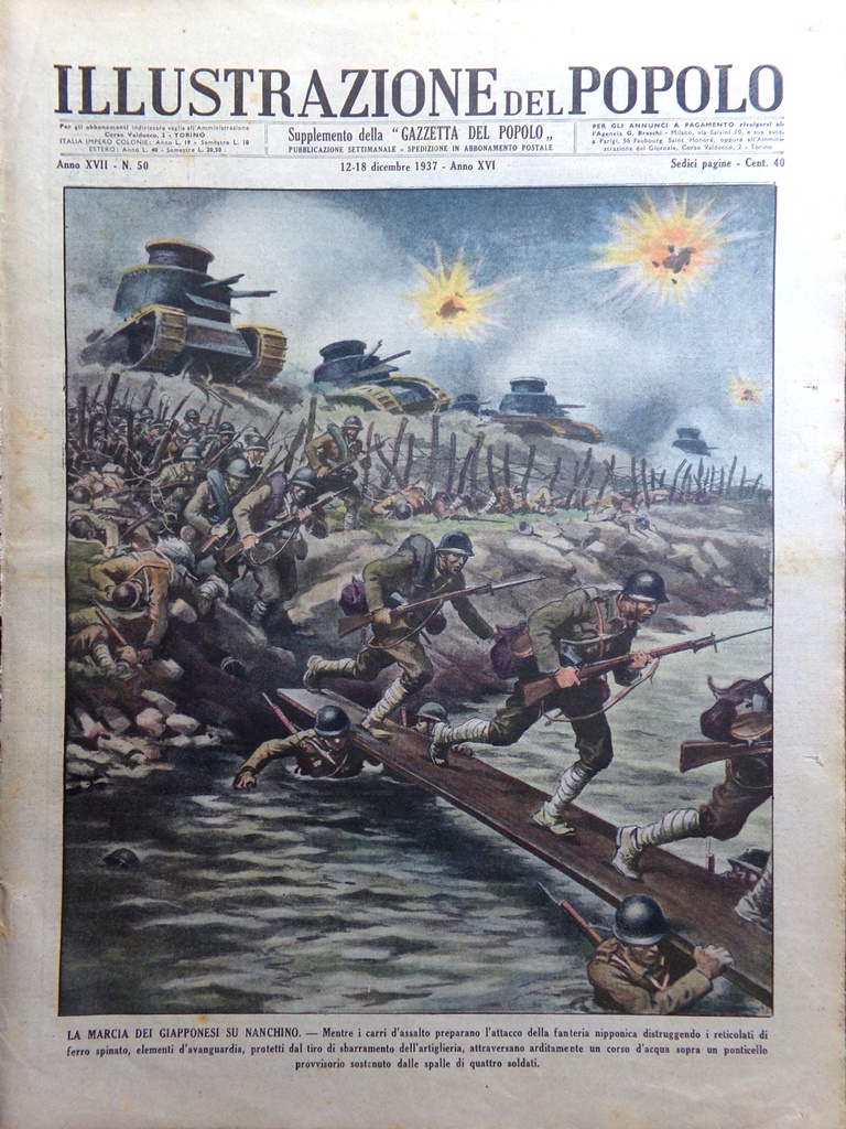 Illustrazione del Popolo 12 Dicembre 1937 Bassifondi Shangai Tasci Lama …