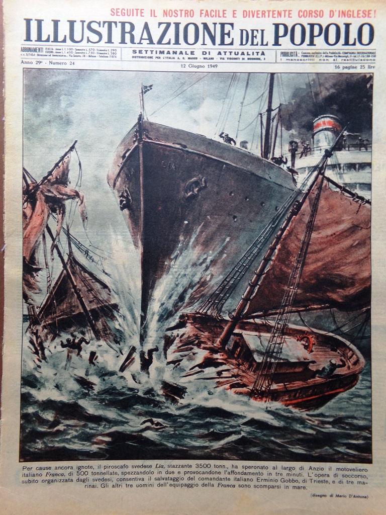 Illustrazione del Popolo 12 Giugno 1949 Lia Franca Morbo Giallo …