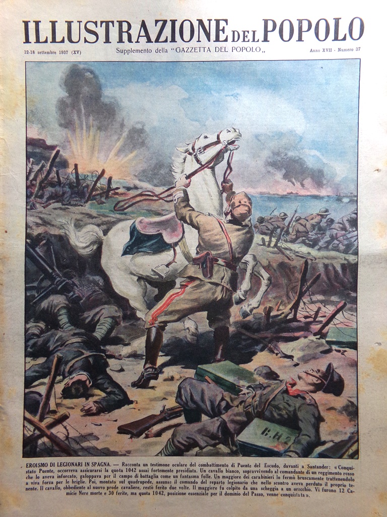 Illustrazione del Popolo 12 Settembre 1937 Bocciofila Sanremo Legionari Spagna