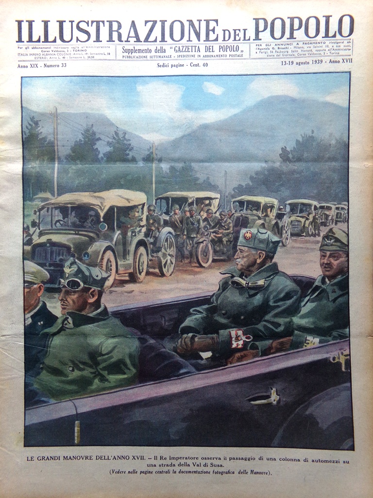 Illustrazione del Popolo 13 Agosto 1939 Grandi Manovre Gable Tudor …