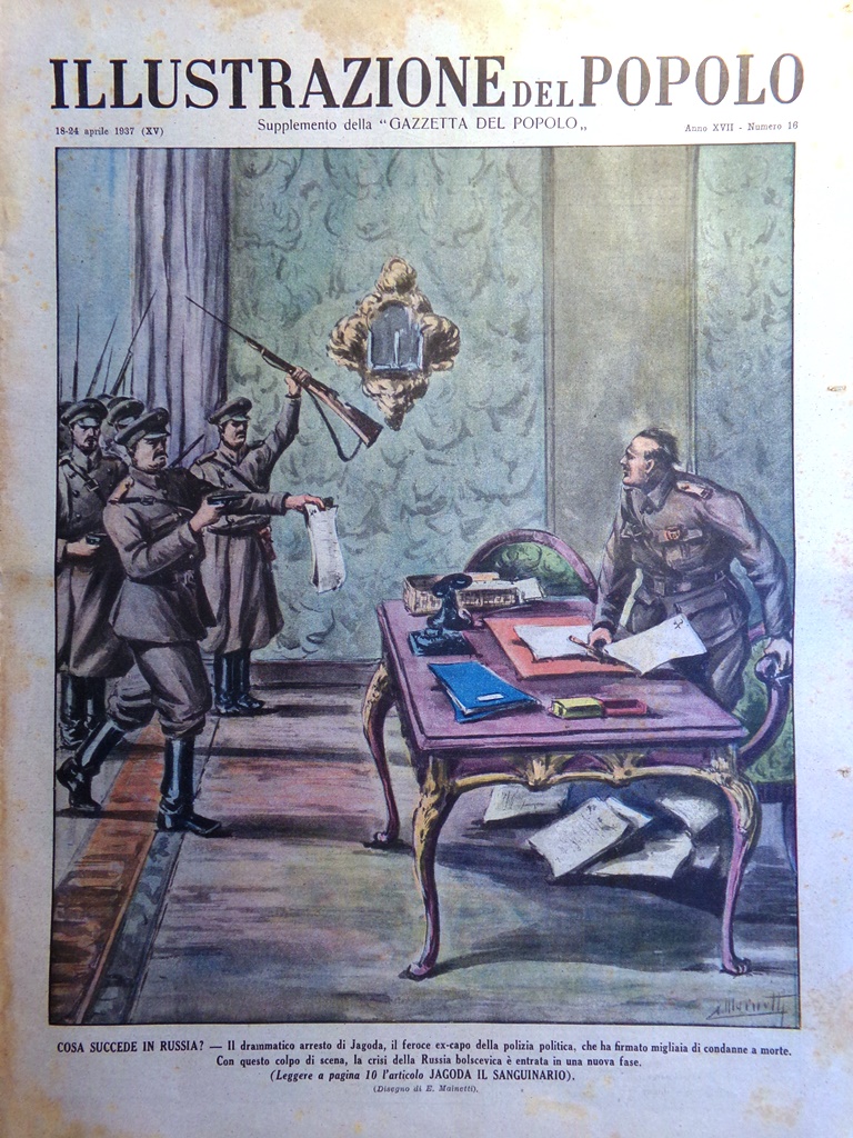 Illustrazione del Popolo 18 Aprile 1937 Arresto di Jagoda Ebrei …