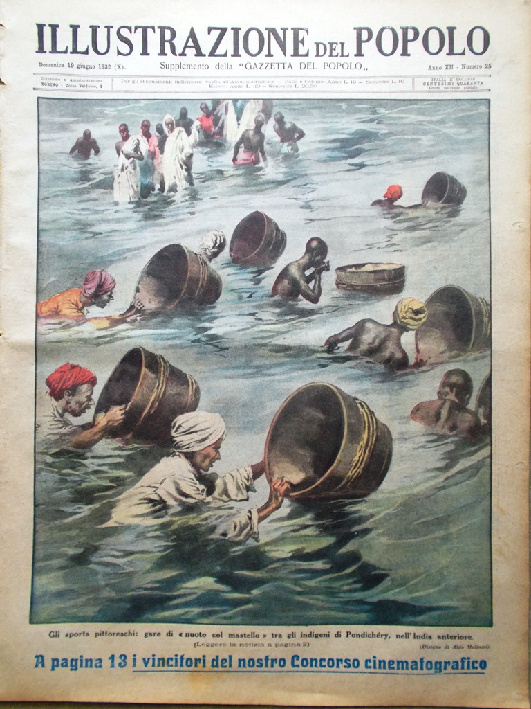 Illustrazione del Popolo 19 Giugno 1932 Giornalisti Amur Baro Crawford …
