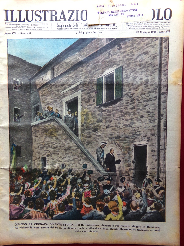 Illustrazione del Popolo 19 Giugno 1938 Massucci Arte Italiana Bottecchia …