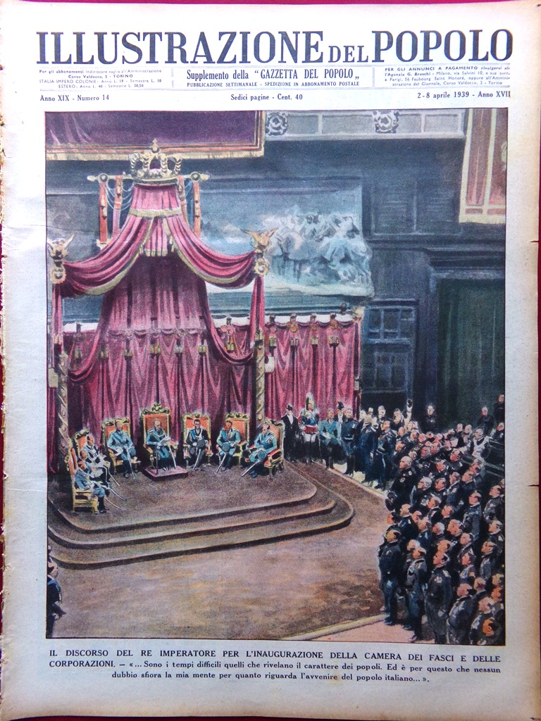 Illustrazione del Popolo 2 Aprile 1939 Negozi Automatici California Camera …